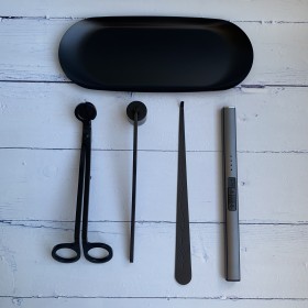 香氛蠟燭工具五件組-霧黑/冰銀